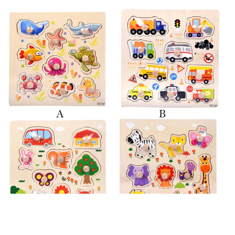 9 Piece Wooden Transportation Puzzle Jigsaw Early Learning Baby Kids Toys wooden toys speelgoed #4j05 (4)