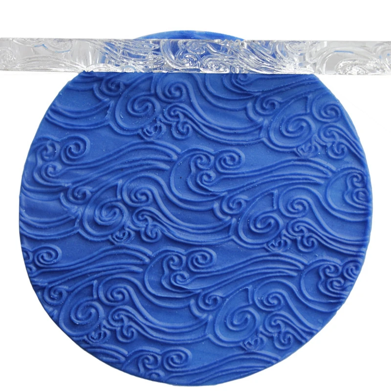 

Texture embossing acrylic Rolling Pin Sea Wave for sugar craft Fondant Cake Tools Decoration E208
