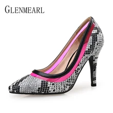Women Pumps Snakeskin High Heels Shoes Female Brand Thin Heel Casual Ladies Shoe Slip On Pointed Toe Party Shoes Plus Size DE Women Pumps Snakeskin High Heels Shoes Female Brand Thin Heel Casual Ladies Shoe Slip On Pointed Toe Party Shoes Plus Size DE