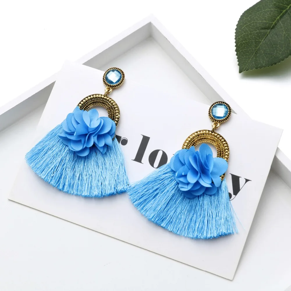 ZOSHI Bohemian Earring Long Tassel Drop Earrings For Women Girl 2020 Fashion Flower Crystal Earring Brincos Female Jewelry
