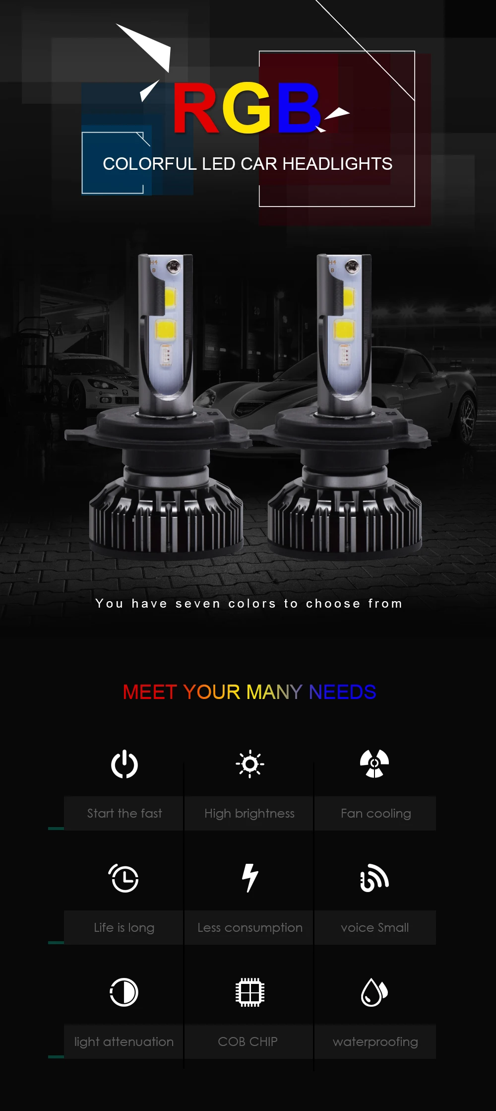EURS(TM) светодиодный автомобильный головной светильник s RGB светильник Bluetooth управление H1 H3 H4 H7 H11 Автомобильная противотуманная фара 880 9005 9006 COB Высокая яркость 20W