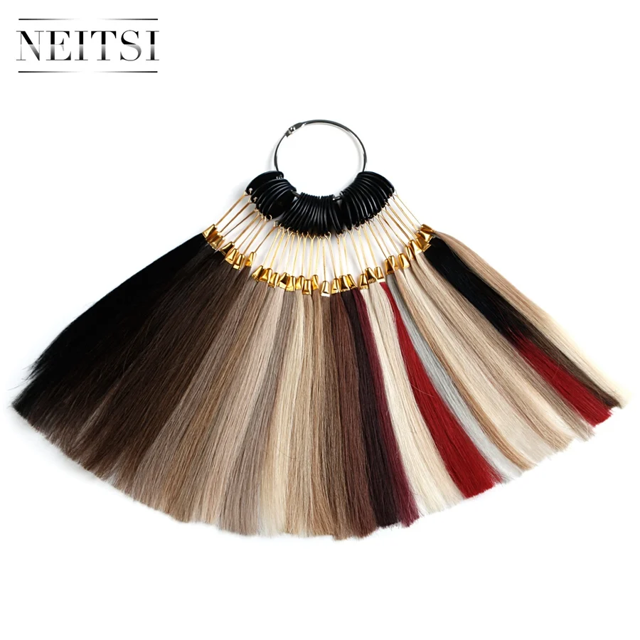 Tingido para Amostra Salão de Beleza Cor do Cabelo Neitsi Remy Anéis Gráficos 30 Cores Disponíveis 100% Cabelo Humano Pode Ser – Cor