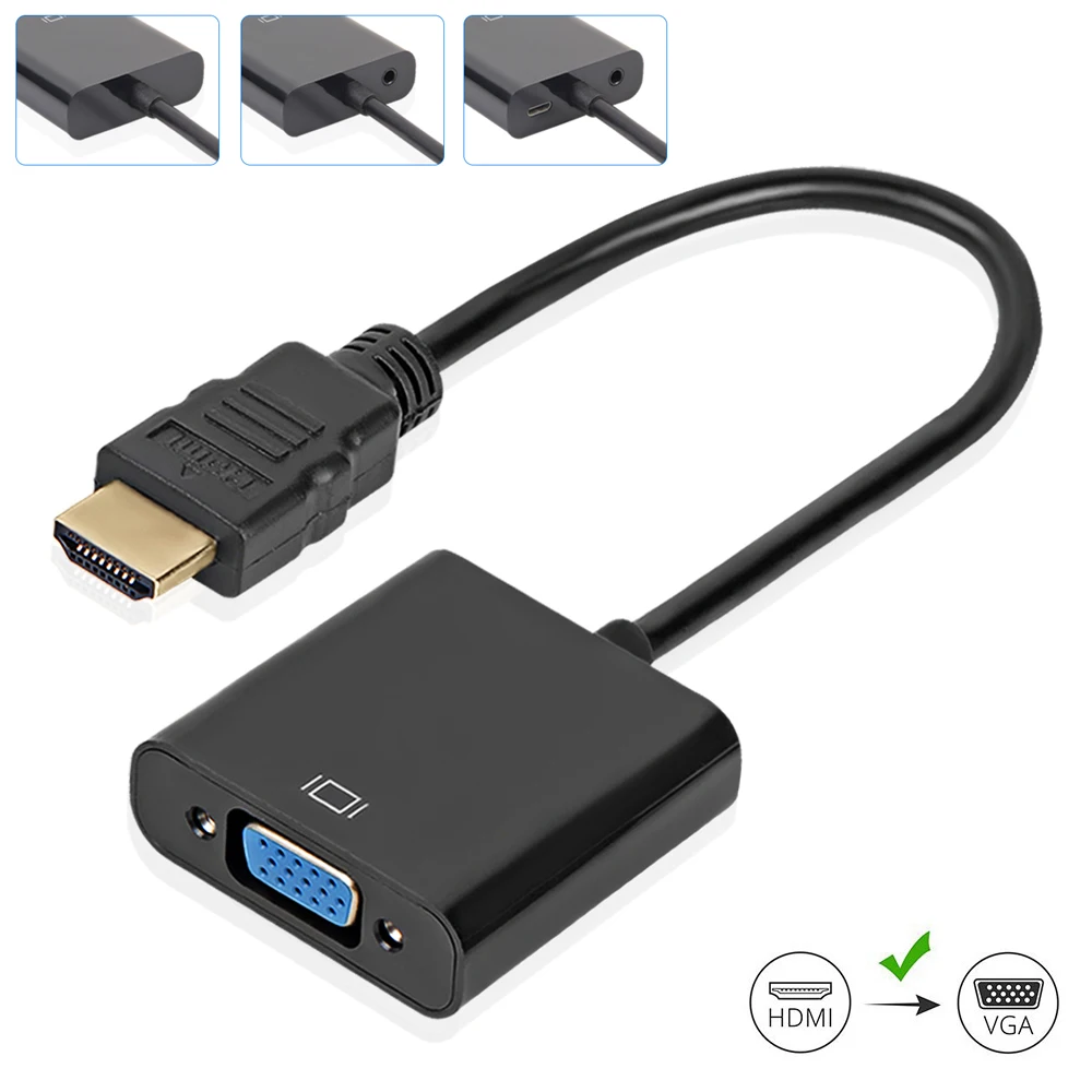 

High Quality HDMI to VGA Adapter Male To Famale Converter Adapter 1080P Digital to Analog Video Audio For PC Laptop Tablet