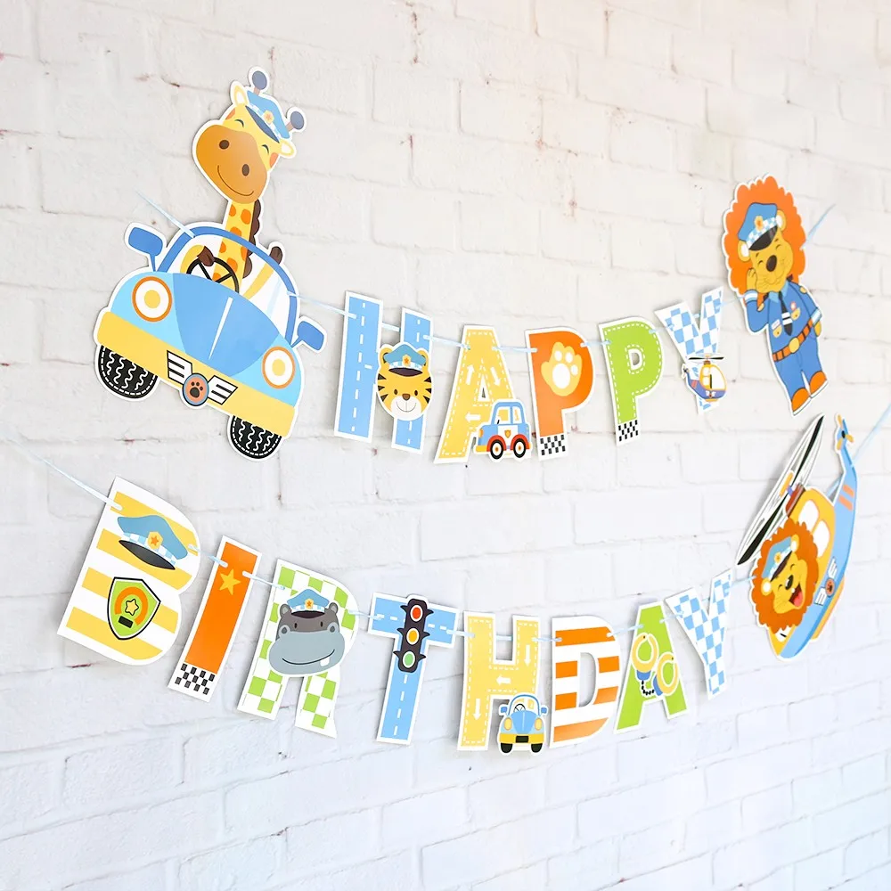 

Happy Birthday Banner Flags Jungle Animal Dinosaur Theme Event Party Decor Baby Shower Boy 1st Birthday Banners Kids Gifts