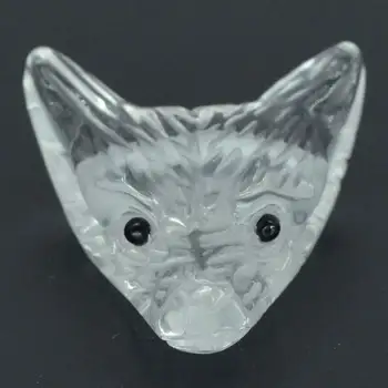

1.4" Howling Wolf Figurine Clear Quartz Gemstone Animal Pendant Hand Carved Stone Necklace Jewelry Man Fashion