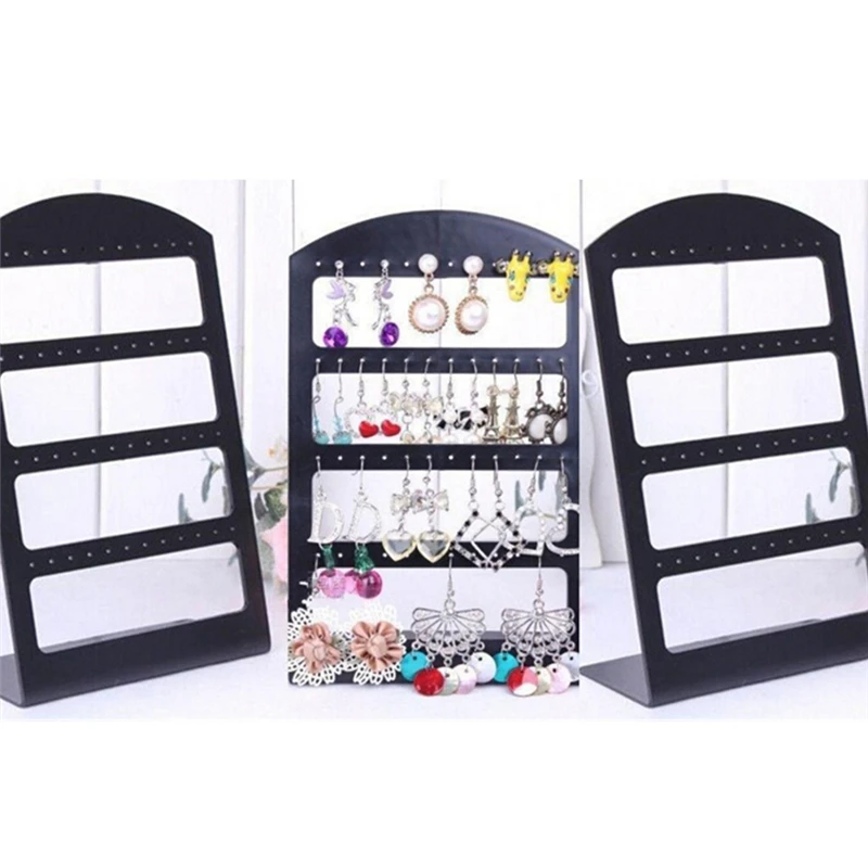 2018 New Portable 24 Holes Earrings Ear Studs Plastic Display Stand Rack Holder (Black) Jewelry Organizer Box Packaging Display