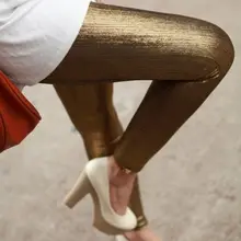 Горячая Распродажа женские модные золотые серебряные леггинсы