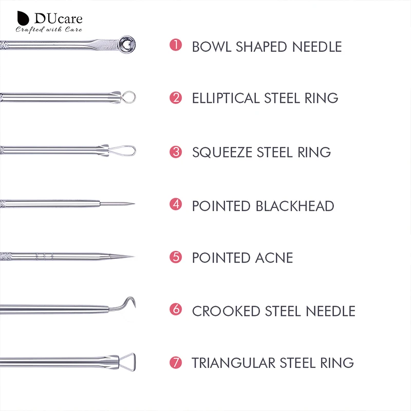 DUcare 4 шт. средство для удаления угрей из нержавеющей стали инструмент для удаления угрей Пинцет для удаления угрей очиститель пор экстрактор угрей и комедонов игла