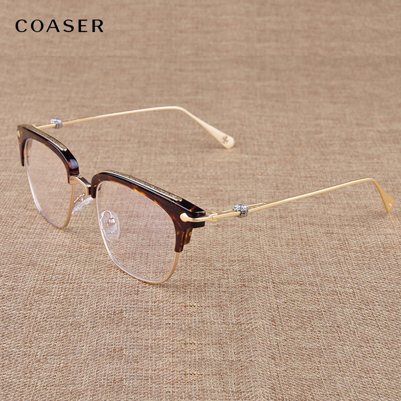 Vintage Acetate Reading Glasses Optical Frame Metal Temple Women Men