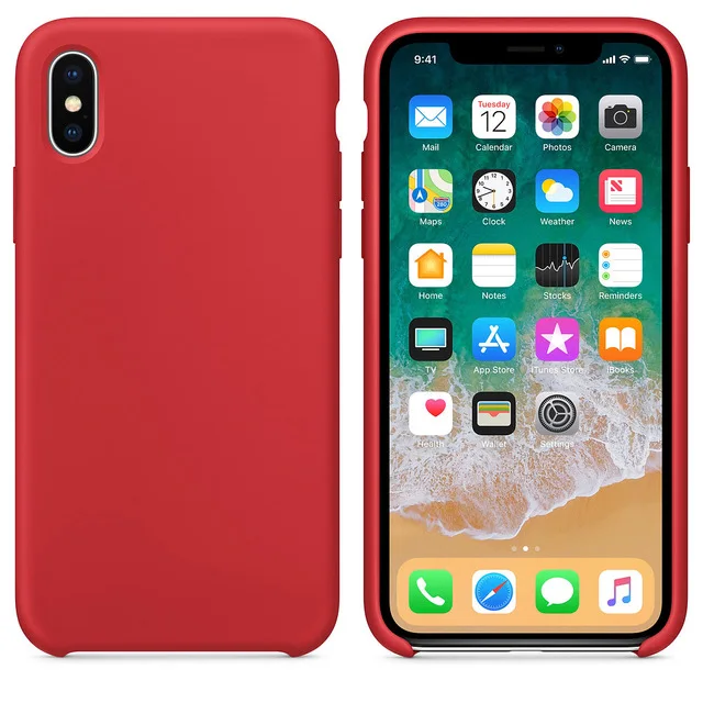 Силиконовый чехол для Apple iPhone X, XR, XS, Max, 6, 6s, 7, 8 Plus, чехол для мобильного телефона из натурального мягкого термополиуретана, противоударный простой чехол на заднюю панель - Цвет: Красный