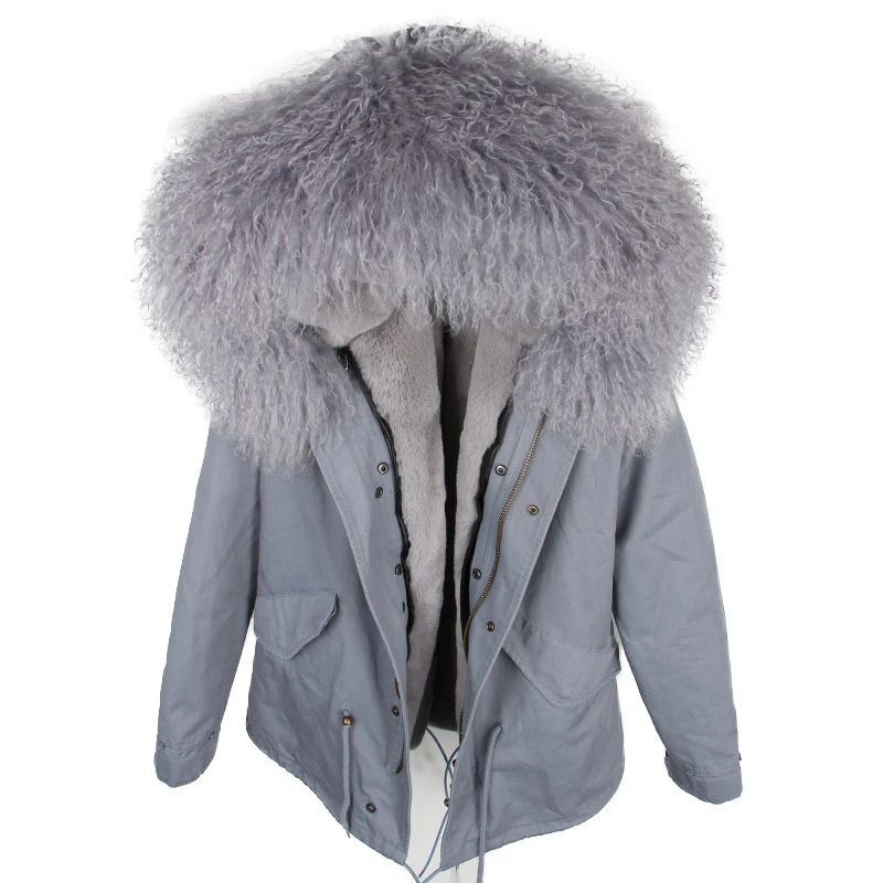 Parka Real Fur Coat Winter Jacket Women Real Mongolia Sheep Fur Parkas Thick Warm Luxury Detachable Outerwear Streetwear