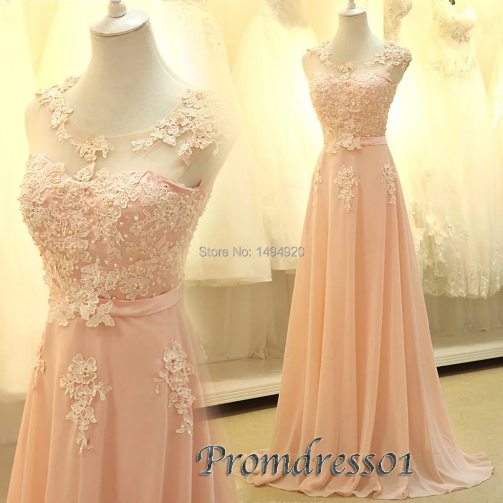 backless pink long evening dress 2015 spring scoop pearls chiffon floor length formal real picture evening