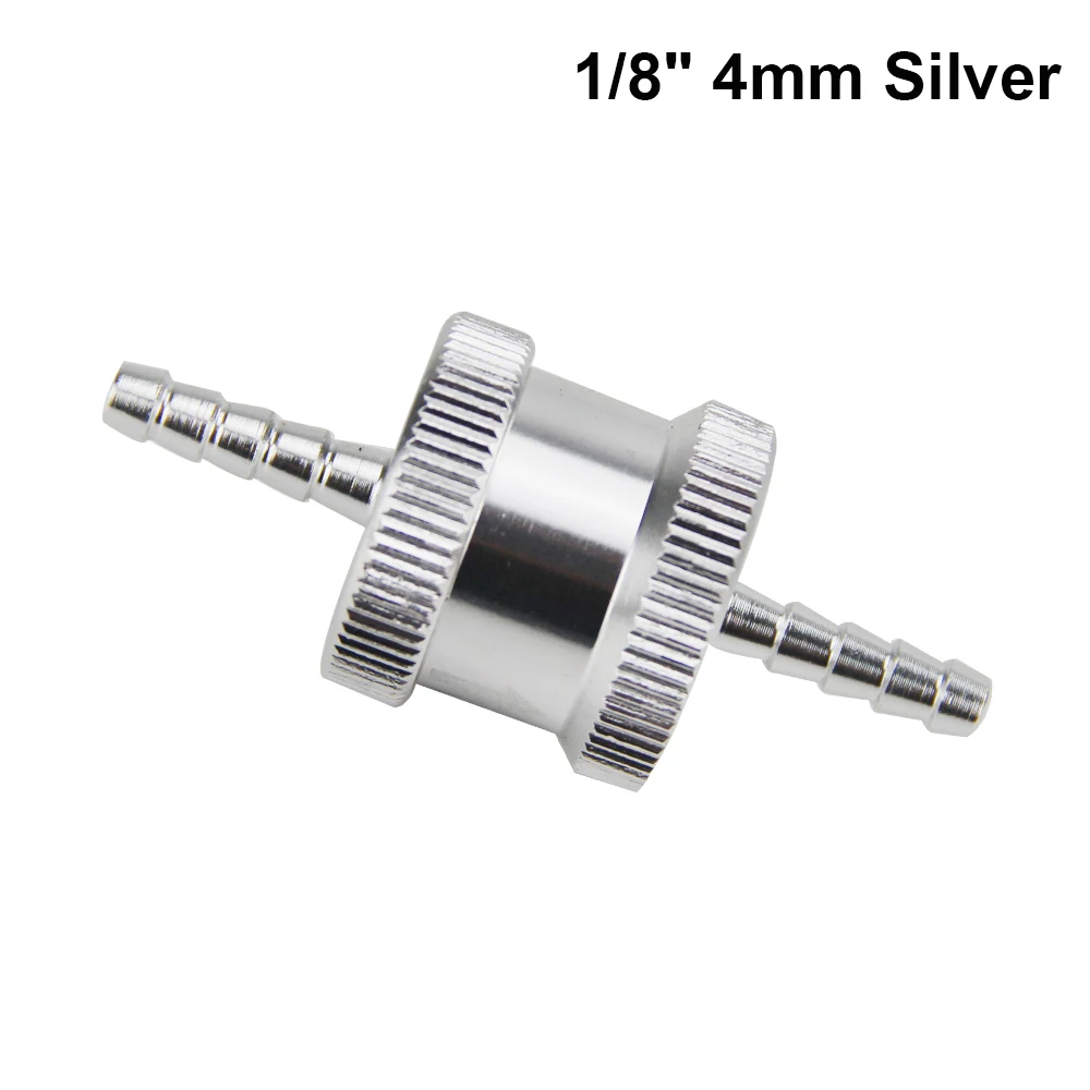 4mm Silver Высокое качество алюминии Сплав топливным обратным проверочным клапаном в одну сторону бензин дизель 6/8/10/12/14 мм PQY-FCV - Цвет: 4mm Silver