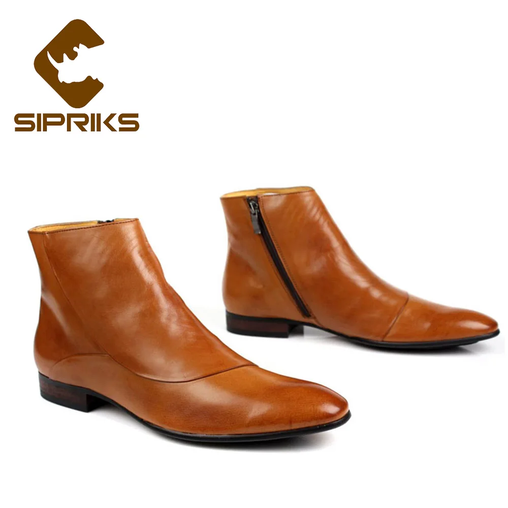 Mens Leather Zip Formal Smart Chelsea Dealer Work Ankle New Boots Biker Shoes Sz