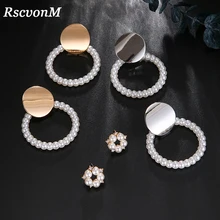 Современный стиль, жемчужные очаровательные серьги для женщин, ювелирные изделия, трендовые золотые серьги-гвоздики с большой геометрической головой человека