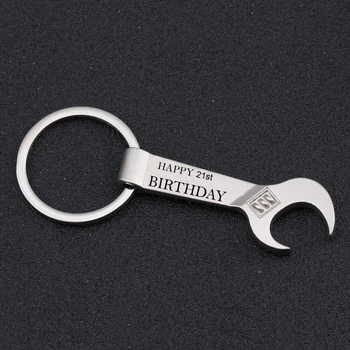 

Customized Birthday Gift For Boyfriend Family Friend Key Chain Wrench Beer Bottle Opener "Happy Birthday"Jewelry Keyring