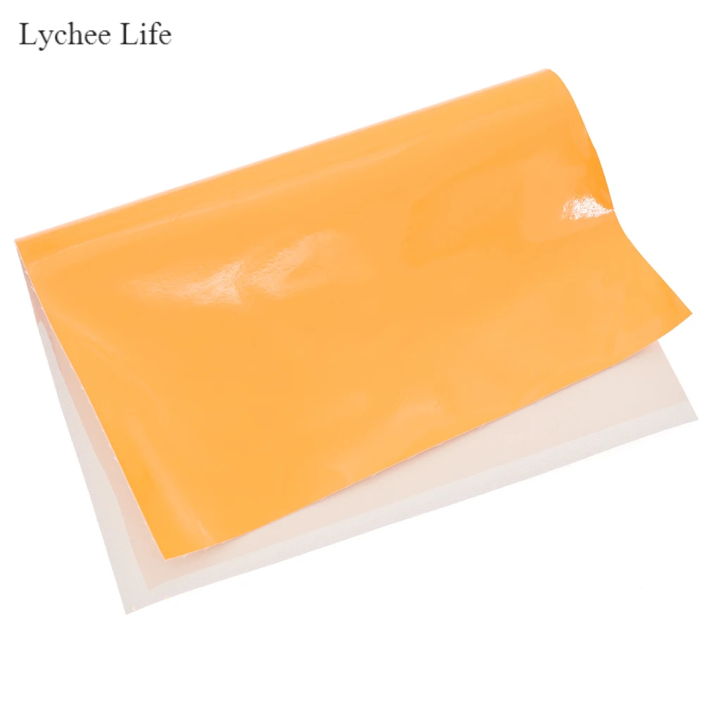 Lychee Life Сделай Сам Простой PU искусственная кожа ткань для ручного шитья украшения одежды ремесло аксессуары - Цвет: Fluorescent orange