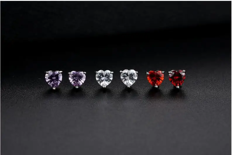 Ювелирные изделия фиолетовый в форме сердца ожерелье, серьги-пуссеты набор женский свадебный подарок многоцветный