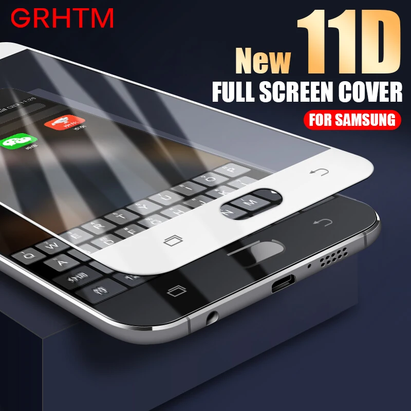 

New 11D Full Cover Tempered Glass For Samsung Galaxy J3 J5 J7 A5 A3 A7 2016 2017 Screen Protector For Samsung S7 Protective Film