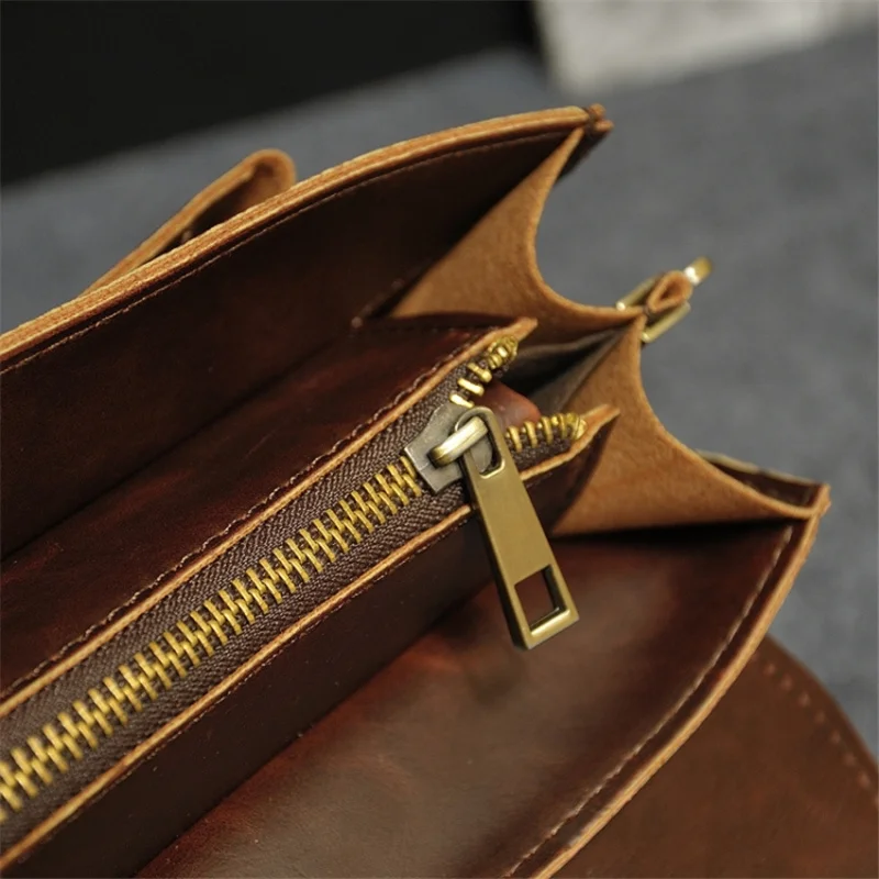 New Leather Men's Briefcase Fashion Large Capacity Business Bag Brown Black Male Leather Shoulder Laptop Bags