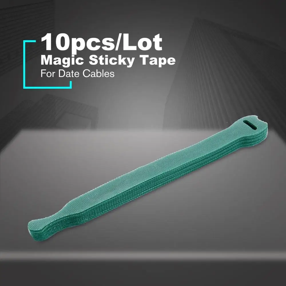 

10pcs/Lot Nylon Cable Ties Adhesive Fastener Reusable Magic Sticky Tape Hook Power Wire Loop Marker Strap Wraps Wire Tie