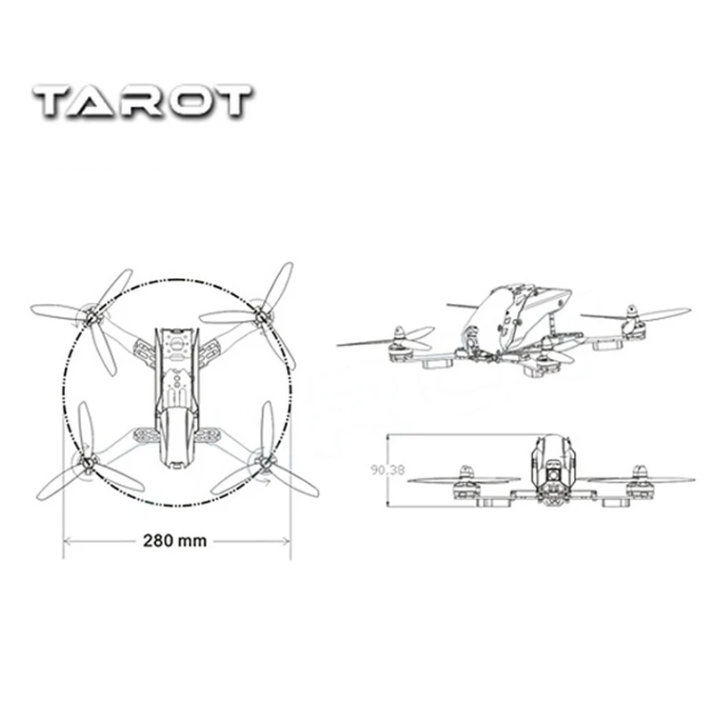 Tarot TL250H 250 мм углеродное стекловолокно смешанный Мини FPV Квадрокоптер Рамка