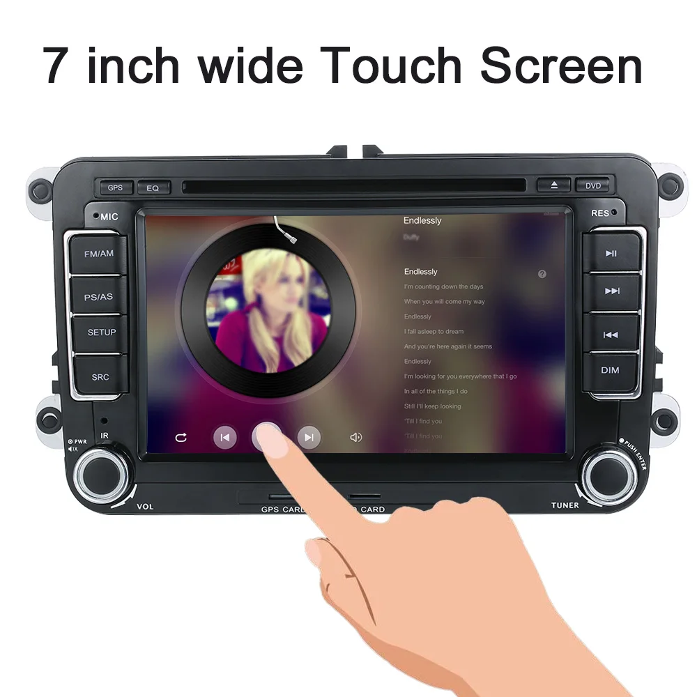 Discount KKmoon 2 Din 7 inch HD Touch Screen Car DVD Player GPS Navigation Wireless BT connection AM/FM Radio Universal for VolksWagen VW 1