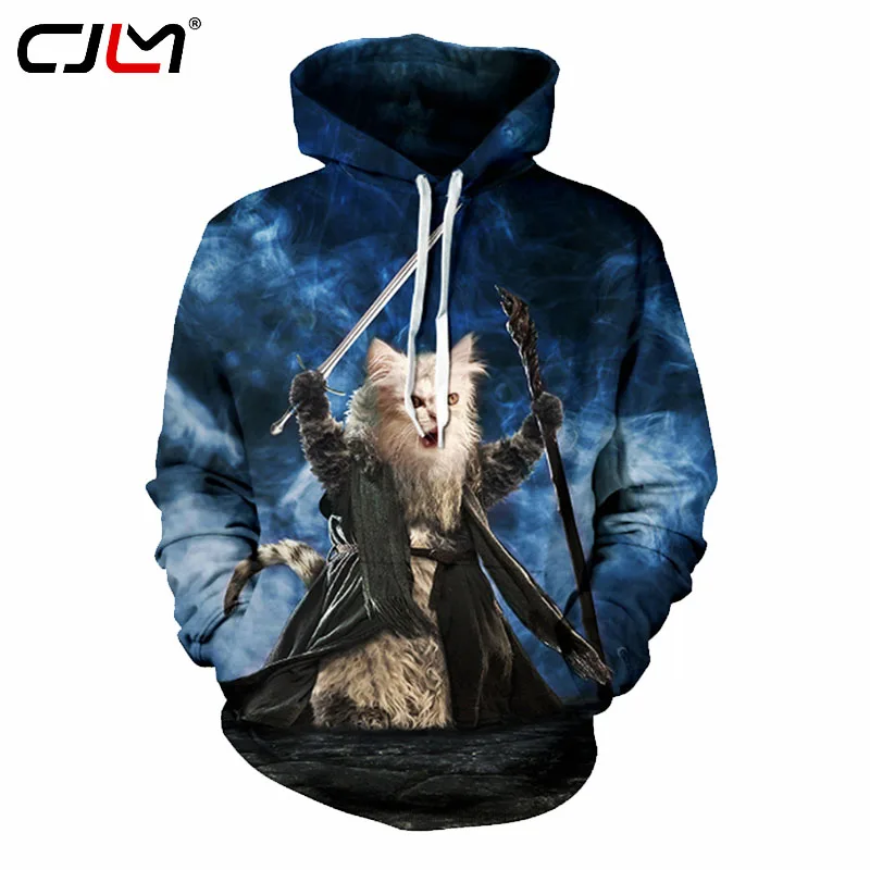 Mushroom Cat Mans Long Sleeve Hoodie Casual Pocket Hooded Sweatshirt