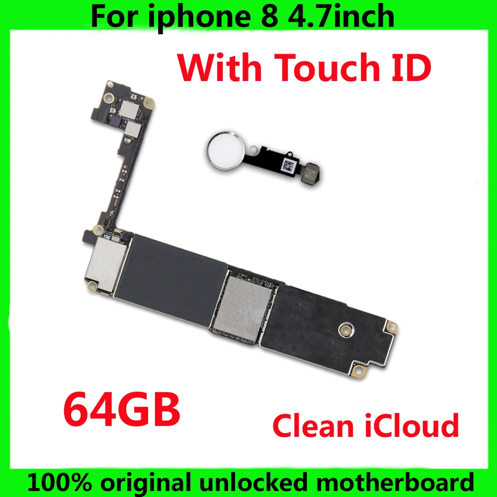 

64GB Clean iCloud motherboard with / NO touch ID For iphone 8 100% Original IOS system mainboard+chips,Good working logic board