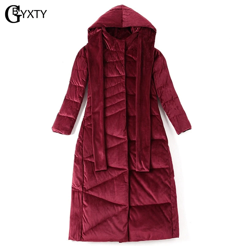 GBYXTY manteau hiver женское элегантное бархатное пуховое пальто с воротником бабочкой