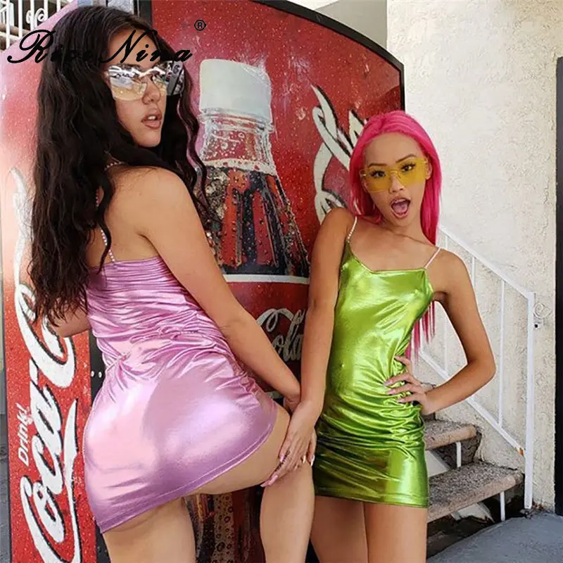 RICININA 2019 Women Dress Woman Summer O Neck Sleeveless Sexy Bodycon Dress Ladies Spaghetti Strap Party Mini Dresses Vestidos