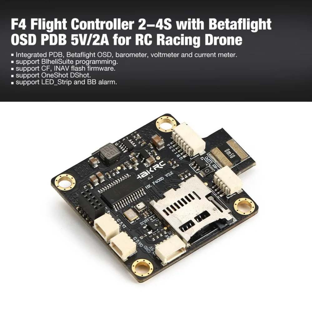 

F4 Flight Controller 2-4S with Betaflight OSD PDB 5V/2A BEC PPM/SBUS/IBUS OneShot for RC Racing Drone Quadcopter ht