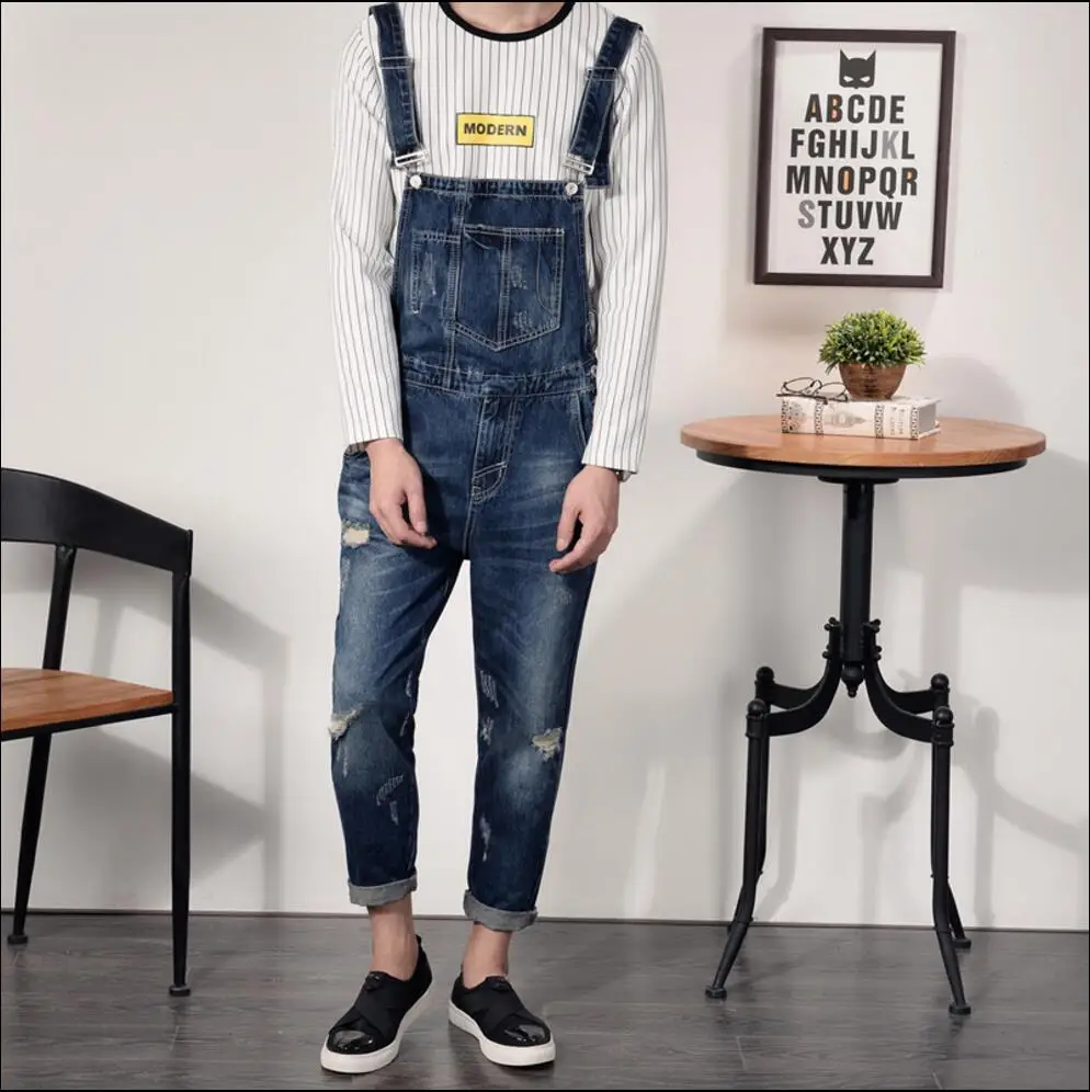 Strap Pants Denim Trousers Overalls Men 