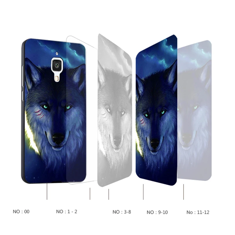 Xiaomi Mi4 Case Original Cover for Xiaomi Mi4 Case Cover Skin Wolf Fish Skull Mi4 Fundas 100% 3