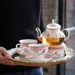 Модные Bluebird Цветочный чай Чай наборы посуды с базы кости Китай термостойкие Стекло Чай горшок китайский Свадебные Чай подарочный набор