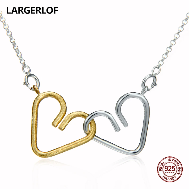 

LARGERLOF 925 Sterling Silver Necklaces Pendants Women Heart Pendant Fine Jewelry 925 Silver Jewelry Chain Necklace N35044