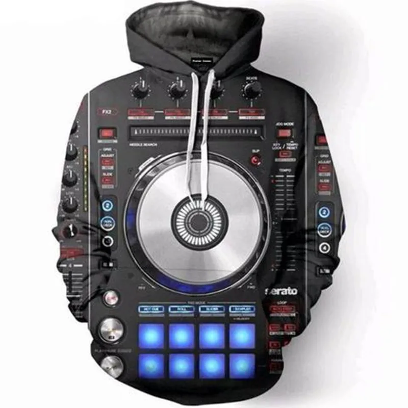 Dropshipping DJ Turntable Unisex Hoodie Fashion Cool 3D Print Hoodies