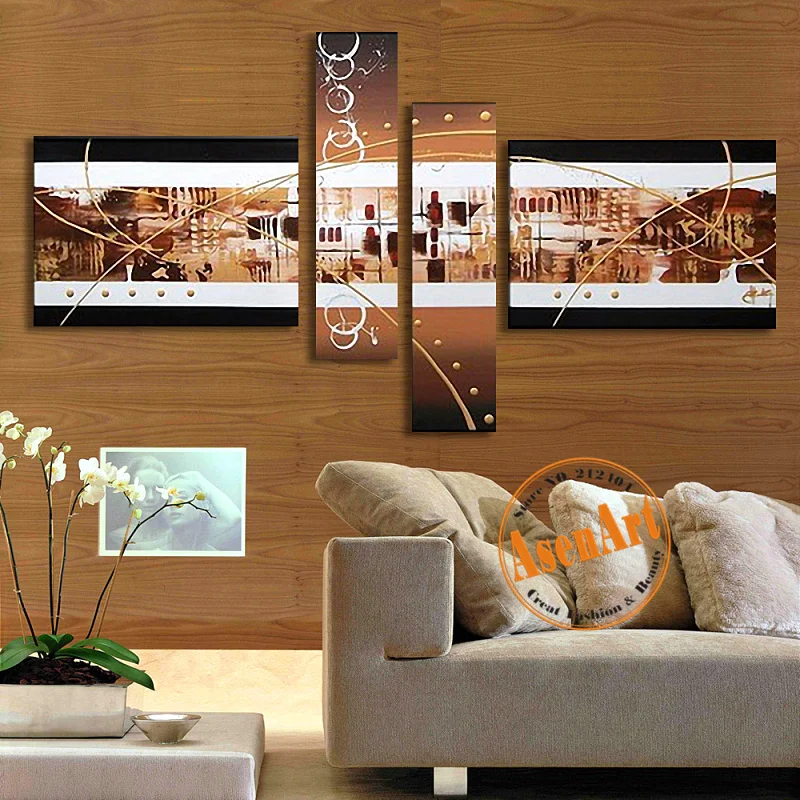 

100% Hand Painted Oil Painting Abstract Canvas Painting Landscape Pictures Wall Art 4pcs/set for Home Decor Paintings No Frame