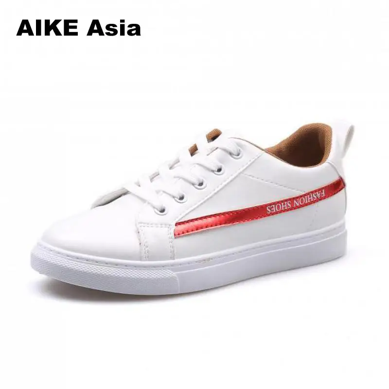 

2018 New Spring Tenis Feminino Lace-up White Shoes Woman Pu Leather Solid Color Female Casual Women Sneakers Zapatos De Mujer