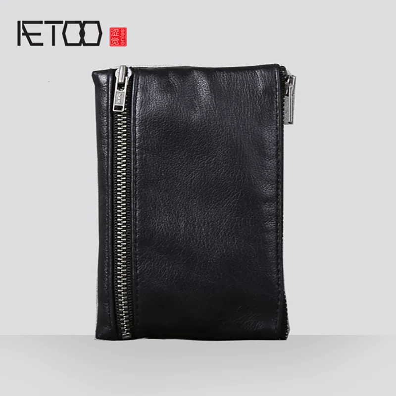 AETOO бумажник из воловьей кожи, простой практичный маленький кошелек для хранения
