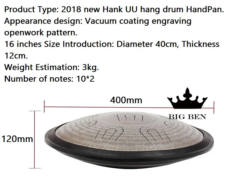 16 дюймов двойной тон язык UU drum уличный барабан hank drum HandPan ручной ударный музыкальный инструмент handsel drum сумка