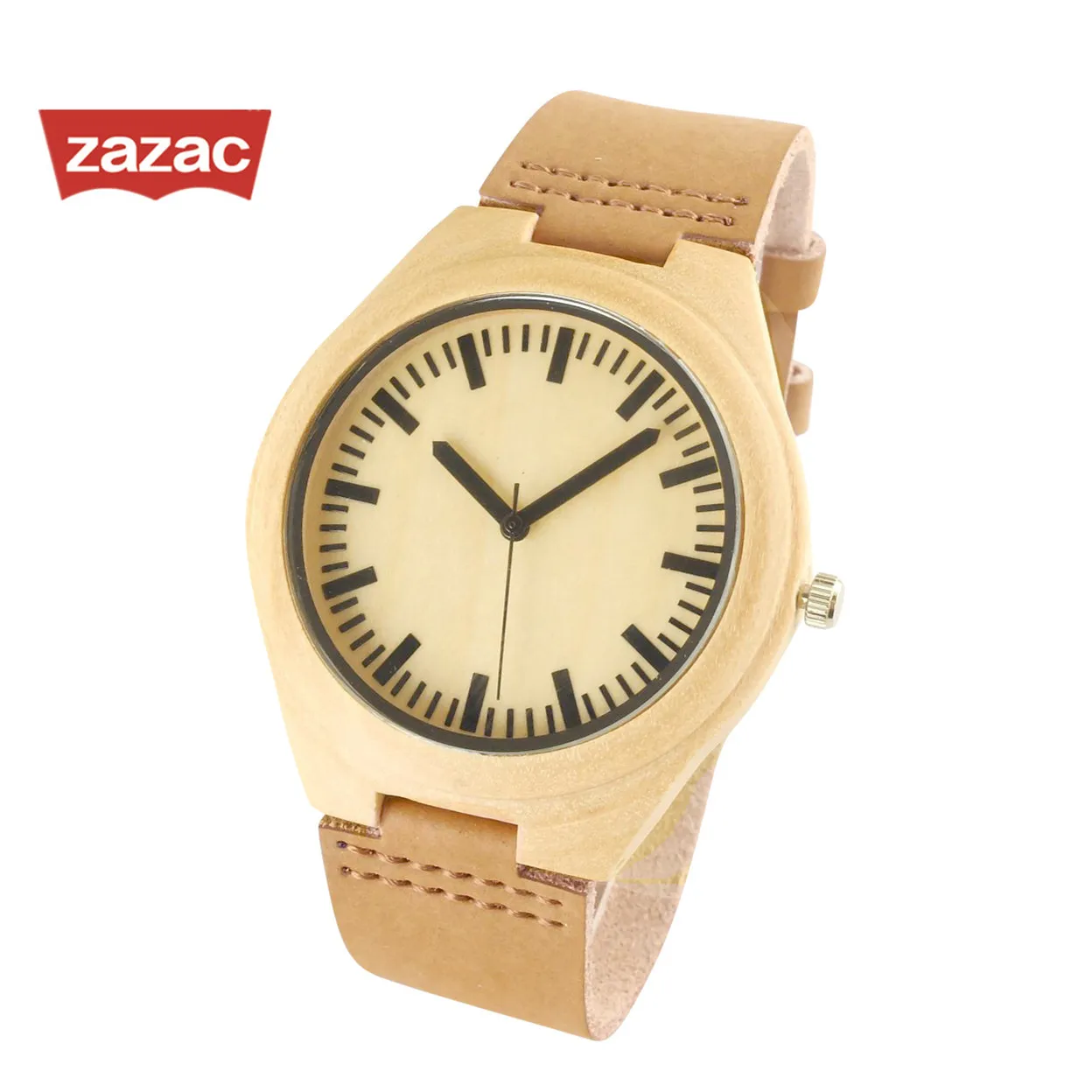 

Genuine Leather Strap Bamboo Wooden Watch with Japanese Quartz Movement Casual Wristwatches for Men Women Christmas Gifts