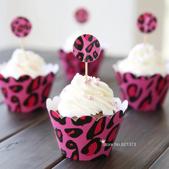 Free Shipping Pink Leopard Print Paper Baby Shower Decorations