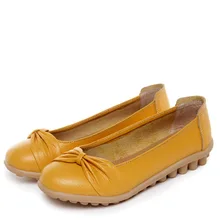 Модные лоферы; женская обувь; женская повседневная обувь из натуральной кожи на плоской подошве с круглым носком и бантом; повседневная обувь на мягкой плоской подошве без застежки; Размеры 35-40