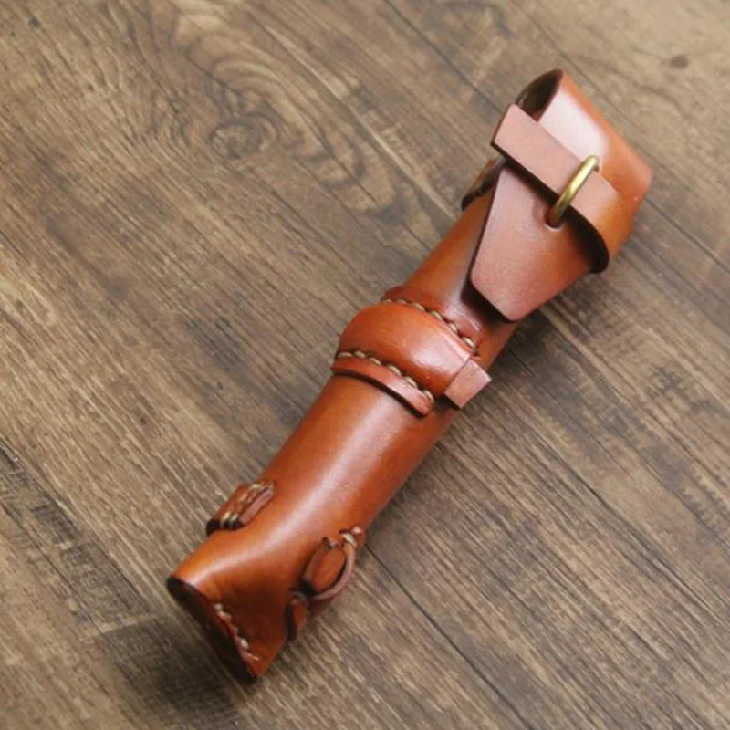 

Handmade Genuine Leather Pencil Bag Portable Thick Cow Leather Pen Case Vintage Retro Style for office School Stationery