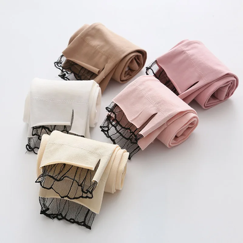 

2018 Summer 3-12T Years Old Baby Kids Children Sport Cotton Candy Color Lace Patchwork Calf Length Capri Girls Short Leggings