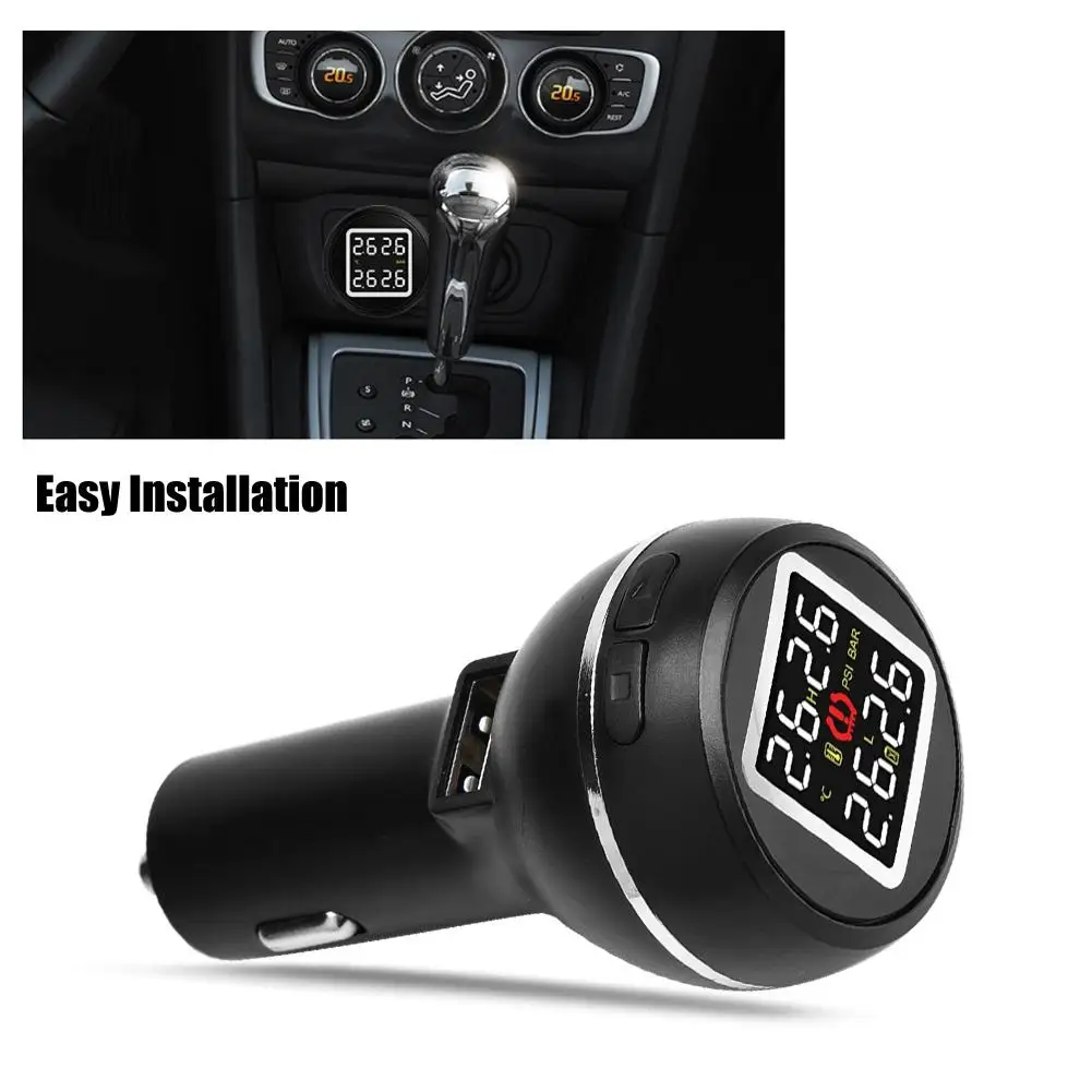 Автомобильный TPMS система контроля давления в шинах ЖК-прикуриватель USB зарядное устройство 4 Внутренний датчик черные автомобильные аксессуары