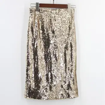 

Tutu Skirts Top Polyester Cotton Direct Selling Women's Free Shipping 2020 High Waist Sequins Hip Skirt In The Elastic Zip
