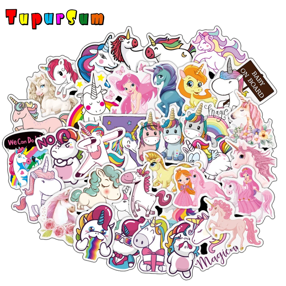 

50 Pcs Funny Waterproof Unicorn Stickers for Laptop Skateboard Luggage Car Styling Bicycle Motorcycle Doodle Decals Cute Sticker