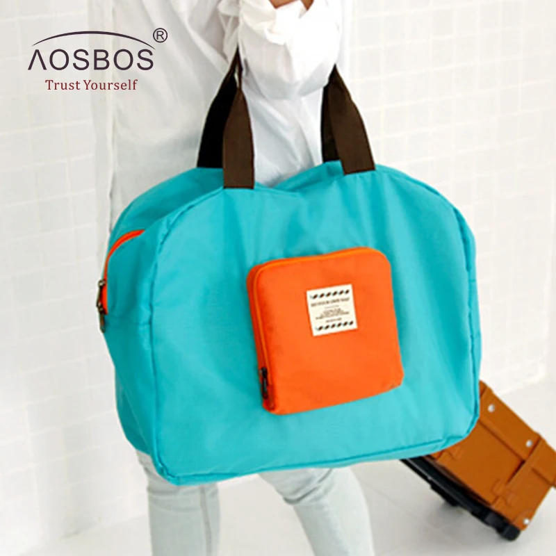 Aosbos الأزياء أكسفورد السفر التجميل حقيبة سعة كبيرة للماء طوي تخزين أكياس عالية الجودة ضرب اللون حقيبة مستحضرات تجميل